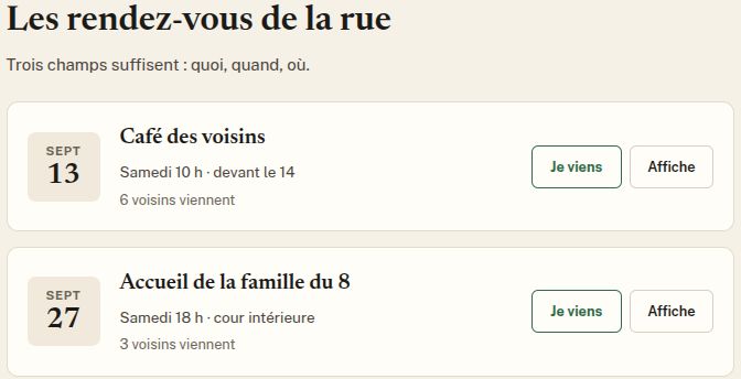 Rendez-vous entre voisins : café des voisins et accueil d'une nouvelle famille